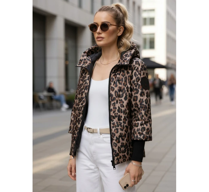 Dámská přechodná bunda v leopardí béžové barvě FashionStreet TY5549