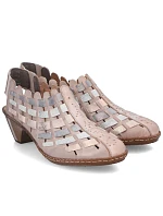 Dámské kožené pohodlné elastické polobotky na podpatku Rieker 46778-64 Dámské kožené pohodlné elastické polobotky na podpatku Rieker 46778-64