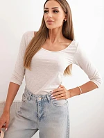 Tričko s kulatým výstřihem béžový melír