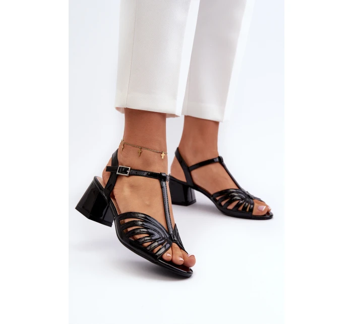 dámské sandály na podpatku černé model 21657342 - SERGIO LEONE dámské sandály na podpatku černé model 21657342 - SERGIO LEONE