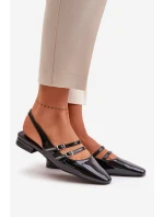 Lakované Baletky S Pásky Na Nízkém Podpatku Černé model 21670503 - Boto Lakované Baletky S Pásky Na Nízkém Podpatku Černé model 21670503 - Boto