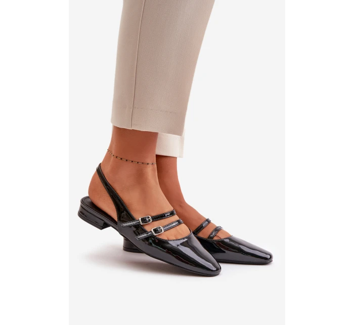 Lakované Baletky S Pásky Na Nízkém Podpatku Černé model 21670503 - Boto