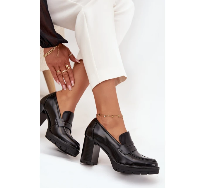 Dámské polobotky na podpatku z ekokůže Černé model 21710758 - Boto Dámské polobotky na podpatku z ekokůže Černé model 21710758 - Boto