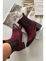 Kožené semišové dámské boty na podpatku vyhřívané Artiker 57C0048 bordó