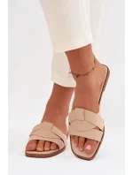 Dámské ploché nazouváky s pásky béžové model 21943262 - Boto Dámské ploché nazouváky s pásky béžové model 21943262 - Boto