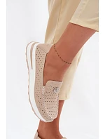 Dámské vzorované mokasíny z přírodní kůže béžové model 22095036 - EVENTO Dámské vzorované mokasíny z přírodní kůže béžové model 22095036 - EVENTO