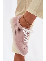 Kožené semišové dámské tenisky s Růžové model 22100237 - Boto Kožené semišové dámské tenisky s Růžové model 22100237 - Boto