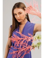 model 21154788 Šaty áčkového střihu s vázáním a výstřihem do V fialové - STYLOVE model 21154788 Šaty áčkového střihu s vázáním a výstřihem do V fialové - STYLOVE