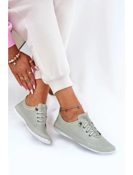 Dámské polobotky z přírodní kůže Artiker – světle zelené