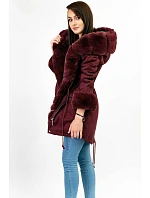 Bavlněná parka s kožešinou vínová (xw805x)
