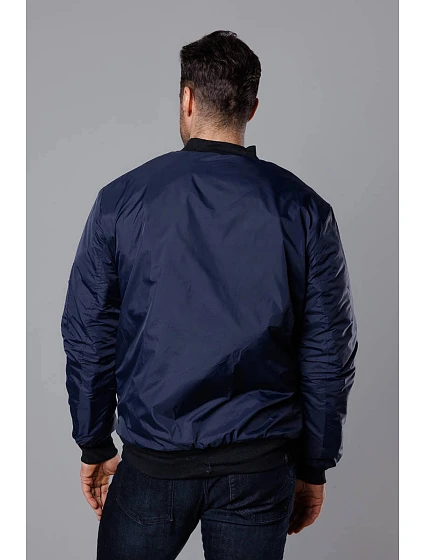 Tmavě modrá pánská bunda typu "bomber" s podšívkou model 18345014 - J.STYLE