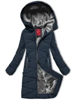 Tmavě modrá dámská zimní bunda s kožešinovou podšívkou model 21247995 - LHD