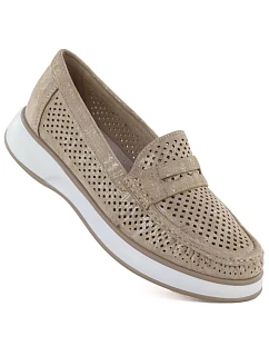 Dámská zlatá prolamovaná obuv model 22078931 - LEONE