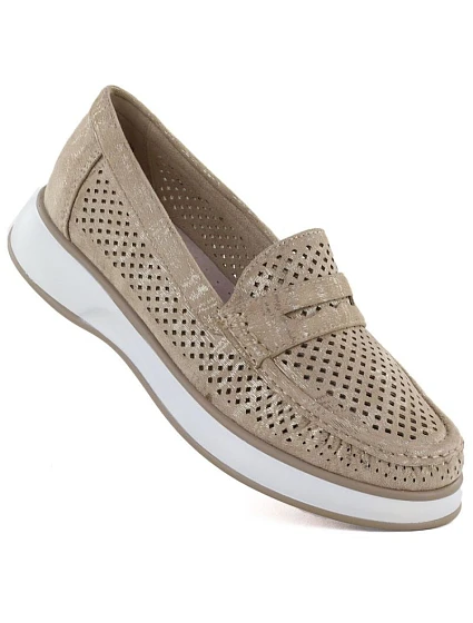 Dámská zlatá prolamovaná obuv model 22078931 - LEONE Dámská zlatá prolamovaná obuv model 22078931 - LEONE