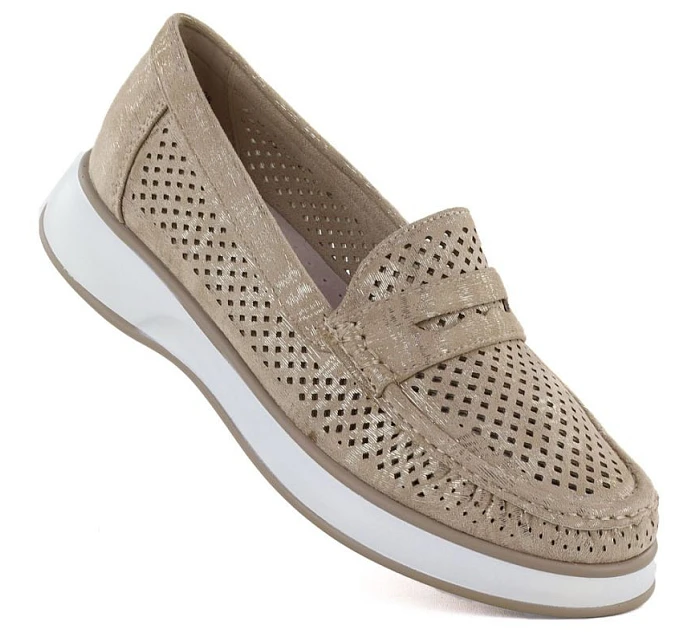 Dámská zlatá prolamovaná obuv model 22078931 - LEONE Dámská zlatá prolamovaná obuv model 22078931 - LEONE