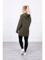 Tunika na zip s kapucí Oversize khaki barva