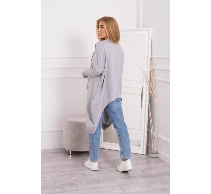 Halenka oversize s potiskem šedá