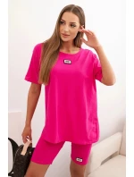 Dámský bavlněný komplet s krátkým rukávem a šortkami fuchsie Dámský bavlněný komplet s krátkým rukávem a šortkami fuchsie