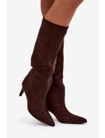 Dámské kozačky na s na Čokoládové model 21757560 - Boto