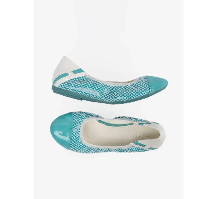 Zajímavé dámské modré baleríny bez podpatku Zajímavé dámské modré baleríny bez podpatku