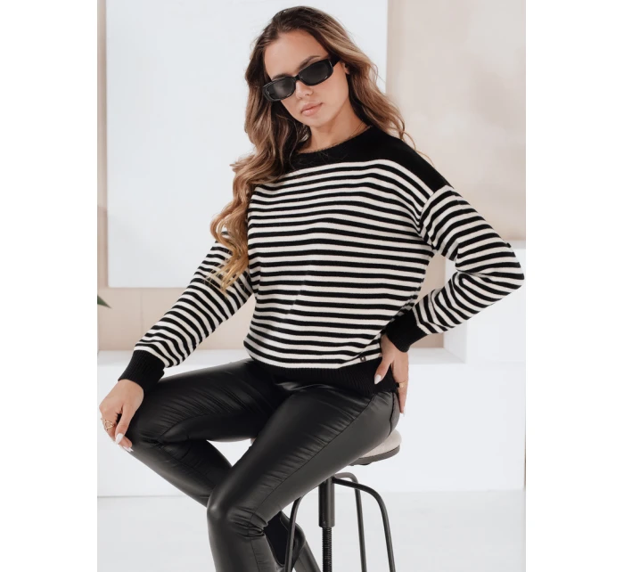 Dámský pruhovaný svetr ELVARA black FashionStreet MY2524