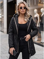 Dámská prošívaná bunda s kapucí, černá, FashionStreet TY5393 Dámská prošívaná bunda s kapucí, černá, FashionStreet TY5393