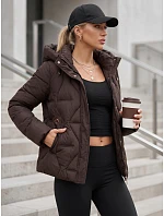 Kurtka damska zimowa pikowana z kapturem brązowe model 22350707 - FashionStreet Kurtka damska zimowa pikowana z kapturem brązowe model 22350707 - FashionStreet
