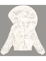 Bílá dámská kožešinová bunda (BR9748-26)
