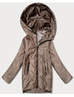 Lekka kurtka damska pikowana z kapturem Goodlookin brązowa (B8588-101)