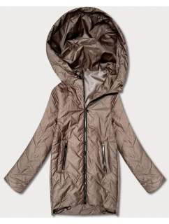 Lekka kurtka damska pikowana z kapturem Goodlookin brązowa (B8588-101)