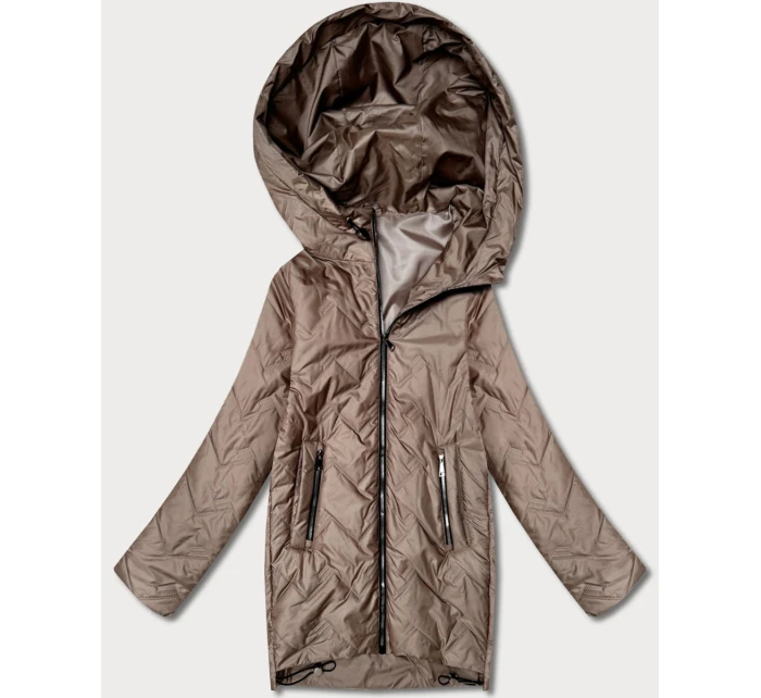 Lekka kurtka damska pikowana z kapturem Goodlookin brązowa (B8588-101)