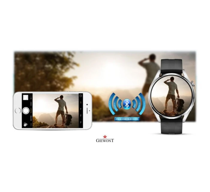 GIEWONT Vertex SmartCall GW450-4 Silver/Carbon Silicone Smartwatch