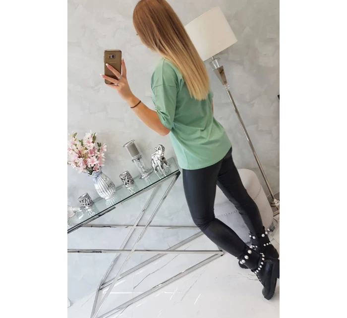 Kouzelná tmavě mátová halenka s potiskem