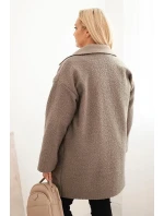 Dámský kabát Plus Size beránek s vlnou a kapsami fango Dámský kabát Plus Size beránek s vlnou a kapsami fango