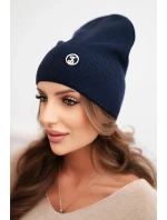 Dámská čepice z modalu a viskózy s ozdobným knoflíkem modrá Dámská čepice z modalu a viskózy s ozdobným knoflíkem modrá