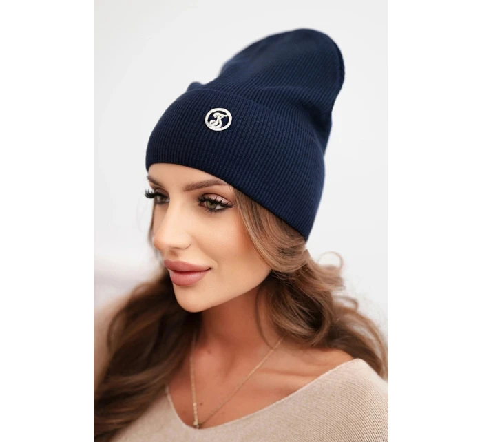 Dámská čepice z modalu a viskózy s ozdobným knoflíkem modrá Dámská čepice z modalu a viskózy s ozdobným knoflíkem modrá