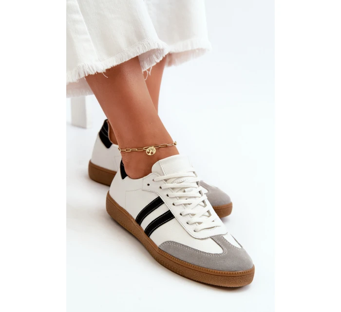 Zazoo N1068 Kožené Nízké Dámské Tenisky Bílé