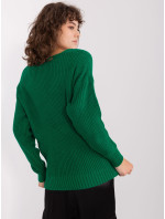 Tmavě zelený dámský klasický pletený svetr