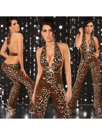 Sexy Neck-Jumpsuit with )(-Buckle + Rhinestones
