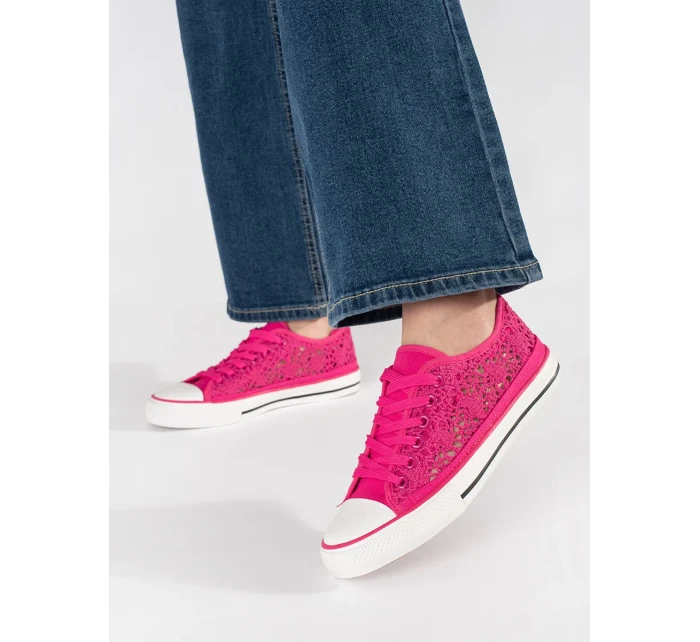 Pěkné růžové dámské tenisky bez podpatku Pěkné růžové dámské tenisky bez podpatku