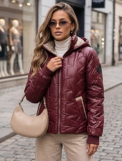 Dámská přechodová bunda s odnímatelnou kapucí, bordová, FashionStreet TY5777
