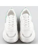 Bílo-mátové dámské sneakersy s brokátovými vsadkami (LU-2)
