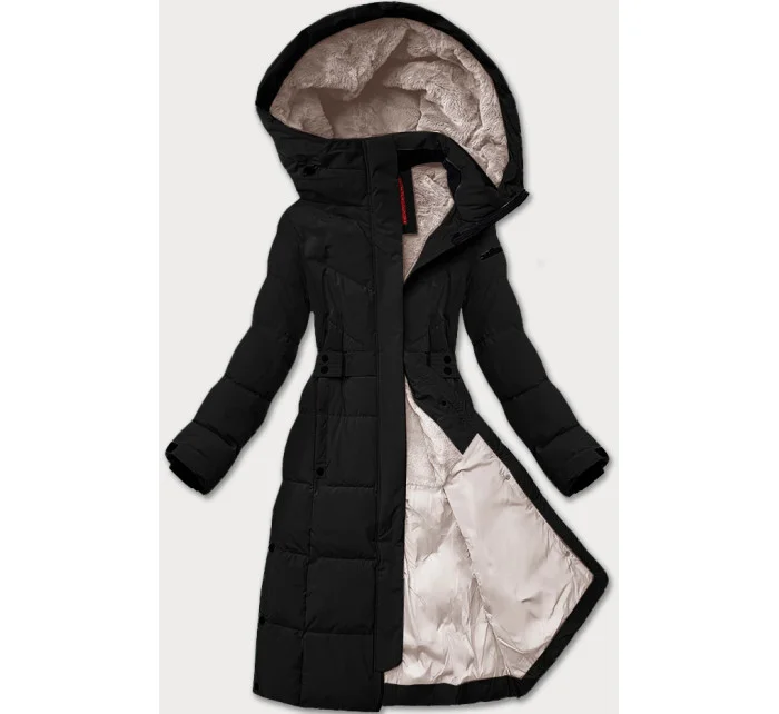 Černá dámská zimní bunda s páskem model 21248030 - LHD