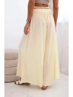 Dámské kalhoty z viskózy se širokými nohavicemi žlutý