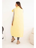 Dámská prošívaná dlouhá vesta s kapsami a stojáčkem žlutá