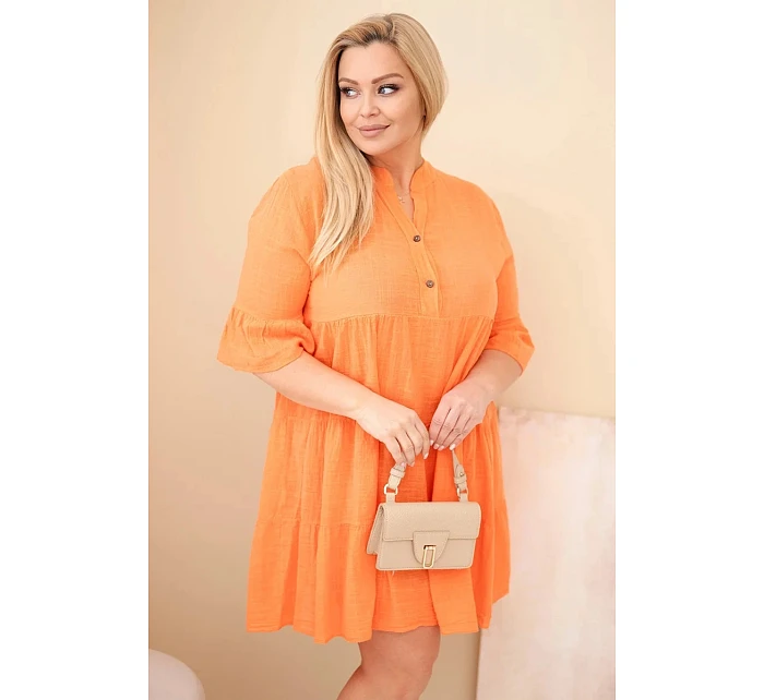 Dámské bavlněné šaty Plus Size s volány oranžová