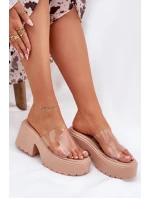 Průhledné Dámské Pantofle Na Platformě A Podpatku Béžové model 21687118 - Boto Průhledné Dámské Pantofle Na Platformě A Podpatku Béžové model 21687118 - Boto