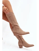 Dámské kovbojky model 21837054 – khaki - Kesi