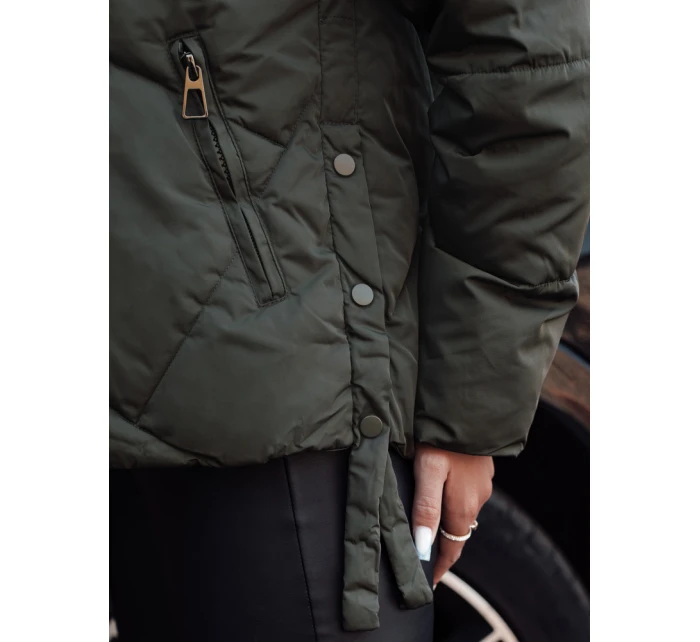 prošívaná dámská zimní bunda s kapucí zelená Dstreet model 21981059 - FashionStreet