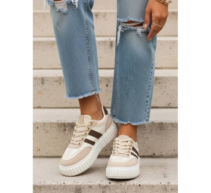 Dámské tenisky na platformě béžové FashionStreet ZY1393